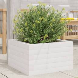 Berkfield Home Decorative Garden Planter White 40x40x23 cm Solid Wood Pine - Size: 40 x 40 x 23 cm - thumbnail 2