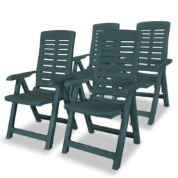 Berkfield Home Reclining Garden Chairs 4 pcs Plastic Green - thumbnail 1