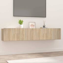 Berkfield Home TV Cabinets 2 pcs Sonoma Oak 80x30x30 cm Engineered Wood in Light Tan - Size: 80 x 30 x 30 cm - thumbnail 2