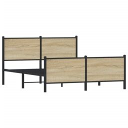 Berkfield Home Metal Bed Frame without Mattress Sonoma Oak 137x190 cm in Brown - thumbnail 3
