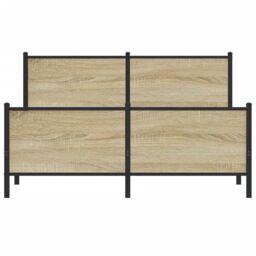 Berkfield Home Metal Bed Frame without Mattress Sonoma Oak 137x190 cm in Brown - thumbnail 5