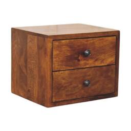 Direct Wicker Solid Wood Solis Chestnut Wall Mounted Nightstand, 2 Drawers in Dark Brown - Size: 1 Pack - thumbnail 5