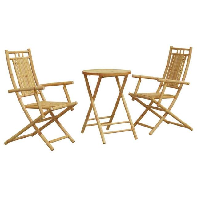Berkfield Home 3 Piece Bistro Set Bamboo in Brown - image 1