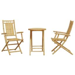 Berkfield Home 3 Piece Bistro Set Bamboo in Brown - thumbnail 4