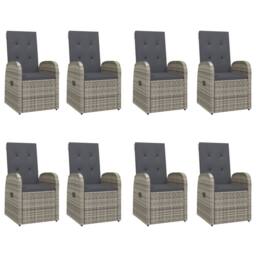 Berkfield Home 9 Piece Garden Dining Set Grey Poly Rattan&Solid Wood Acacia - thumbnail 4