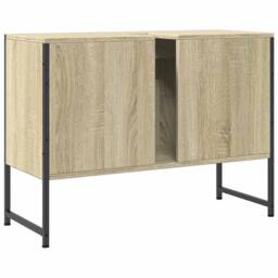 Berkfield Home Sturdy Bathroom Sink Cabinet Sonoma Oak 80x33x60 cm Engineered Wood in Light Tan - Size: 80 x 33 x 60 cm - thumbnail 8