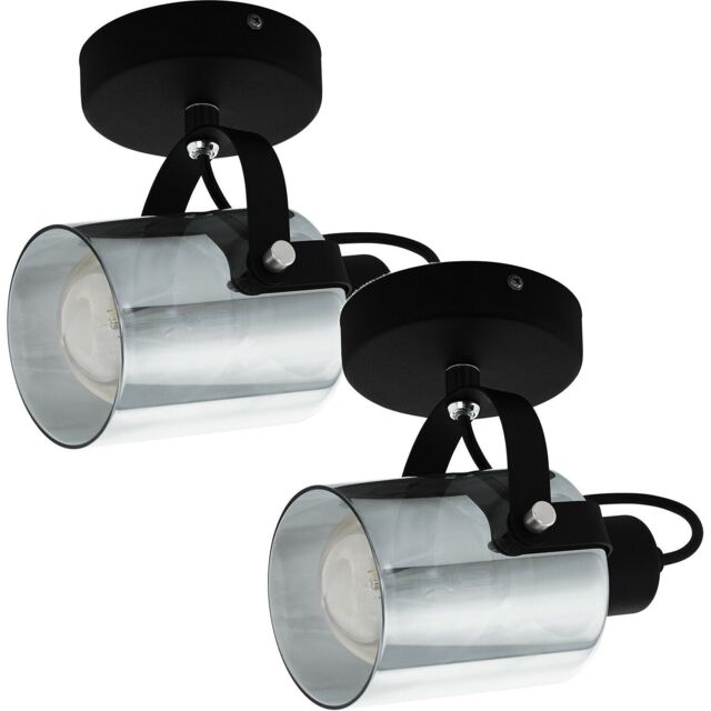 Loops 2 PACK Wall Light Black Chrome Shade Black Transparent Glass Vaporized E27 28W - image 1