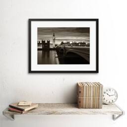 "Artery8 Photo Sepia London Big Ben Westminster 12x16"" Framed Art Print in Grey - Size: W12"" x H16""" - thumbnail 2