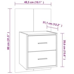 Berkfield Home Suitable Wall-mounted Bedside Cabinet Smoked Oak in Brown - thumbnail 8