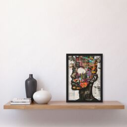 Artery8 Modern Art Punk Portrait Collage Bold Statement Framed Art Print in Grey - Size: A4 - thumbnail 4