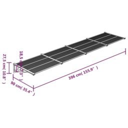 Berkfield Home Door Canopy Black 396x90 cm Polycarbonate - thumbnail 6