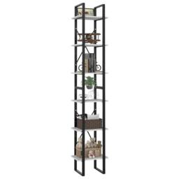 Berkfield Home Decorative 6-Tier Book Cabinet White 40x30x210 cm Engineered Wood - Size: 40 x 30 x 210 cm - thumbnail 4