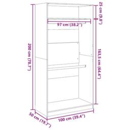 Berkfield Home Wardrobe Grey Sonoma 100x50x200 cm Engineered Wood - Size: 100 x 50 x 200 cm - thumbnail 9