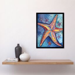 "Artery8 Wall Art Print Modern Folk Art Starfish Bathroom Art Framed in Black - Size: W12"" x H16""" - thumbnail 2