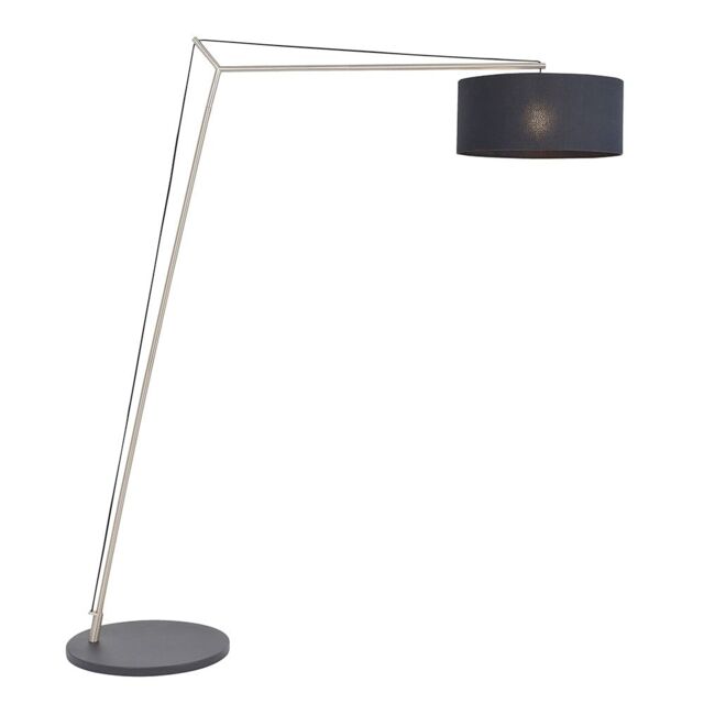 Loops Matt Nickel Large Standing Floor Lamp Light - Black Cotton Shade & Painted Base in Metallics - image 1