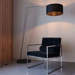 Loops Matt Nickel Large Standing Floor Lamp Light - Black Cotton Shade & Painted Base in Metallics - thumbnail 4