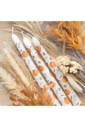 KDMD Set of 3 Pumpkin Taper Candles in White