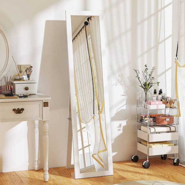 HOMCOM 37 x 157 cm Full Length Mirror with Frame for Bedroom, White - image 1