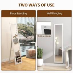 HOMCOM 37 x 157 cm Full Length Mirror with Frame for Bedroom, White - thumbnail 5
