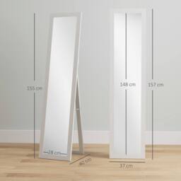 HOMCOM 37 x 157 cm Full Length Mirror with Frame for Bedroom, White - thumbnail 3