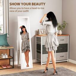 HOMCOM 37 x 157 cm Full Length Mirror with Frame for Bedroom, White - thumbnail 4
