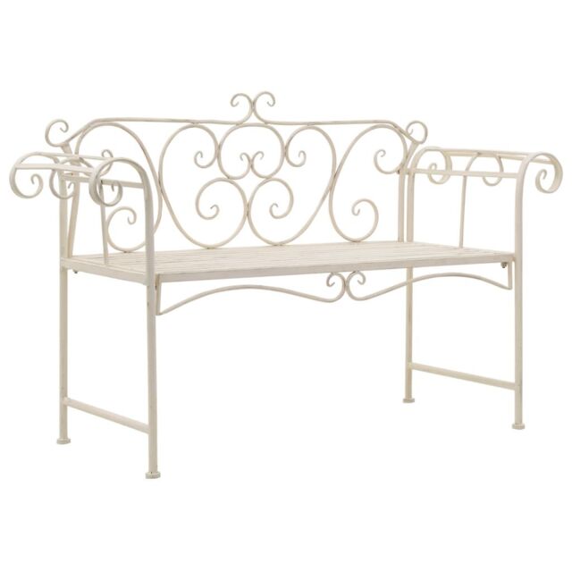 Berkfield Home Garden Bench 132 cm Metal Antique White - image 1