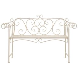 Berkfield Home Garden Bench 132 cm Metal Antique White - thumbnail 2
