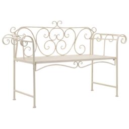 Berkfield Home Garden Bench 132 cm Metal Antique White - thumbnail 1