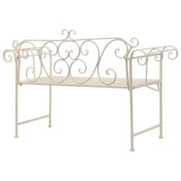Berkfield Home Garden Bench 132 cm Metal Antique White - thumbnail 4