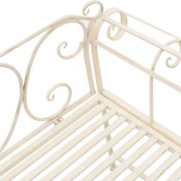 Berkfield Home Garden Bench 132 cm Metal Antique White - thumbnail 5