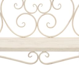 Berkfield Home Garden Bench 132 cm Metal Antique White - thumbnail 6
