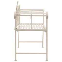 Berkfield Home Garden Bench 132 cm Metal Antique White - thumbnail 3