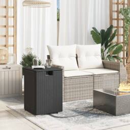 Berkfield Home Propane Tank Cover Table Black 40x40x60 cm Poly Rattan - Size: 40 x 40 x 60 cm - thumbnail 3