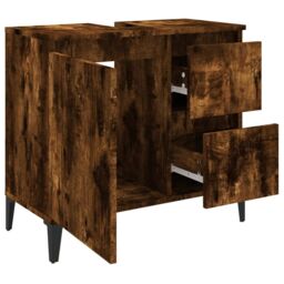 Berkfield Home Bathroom Cabinet Smoked Oak 65x33x60 cm Engineered Wood in Brown - Size: 65 x 33 x 60 cm - thumbnail 6