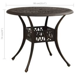 Berkfield Home Garden Table Bronze 90x90x74 cm Cast Aluminium in Brown - Size: 90 x 90 x 74 cm - thumbnail 6