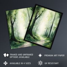 Artery8 Sage Green Springtime By Kath Raymond Forest Trees Soft & Dreamy Watercolour Painting Artwork Framed Wall Art Print A4 in Black - thumbnail 2