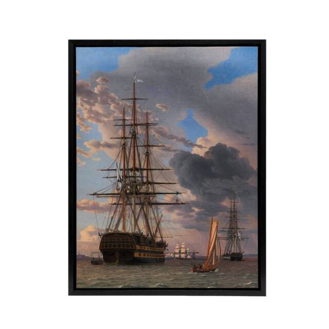 "Artery8 CW Eckersberg The Russian Liner Asow & a Frigate Framed Canvas Art - Size: W12"" x H16""" - image 1