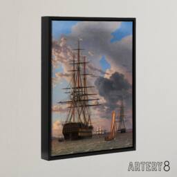 "Artery8 CW Eckersberg The Russian Liner Asow & a Frigate Framed Canvas Art - Size: W12"" x H16""" - thumbnail 2