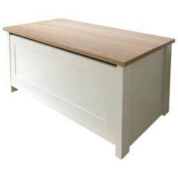 FORGEVIO Ottoman Storage Chest Box Bench Seat Hallway Living Bedroom Cream - thumbnail 1