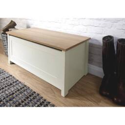 FORGEVIO Ottoman Storage Chest Box Bench Seat Hallway Living Bedroom Cream - thumbnail 5