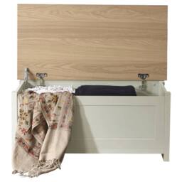 FORGEVIO Ottoman Storage Chest Box Bench Seat Hallway Living Bedroom Cream - thumbnail 2