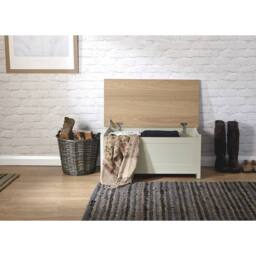 FORGEVIO Ottoman Storage Chest Box Bench Seat Hallway Living Bedroom Cream - thumbnail 4