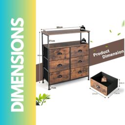 Pirlo Plush Industrial Bedroom Chest Of 6 Drawers Rustic Brown - thumbnail 5