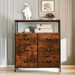Pirlo Plush Industrial Bedroom Chest Of 6 Drawers Rustic Brown - thumbnail 2