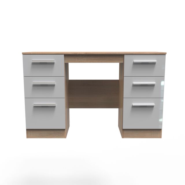 Ready Assembled 2 U Trent 6 Drawer Kneehole Desk (Ready Assembled) in Grey - image 1
