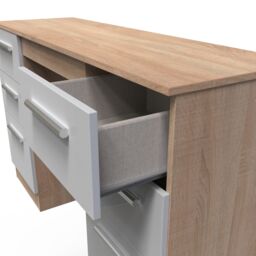 Ready Assembled 2 U Trent 6 Drawer Kneehole Desk (Ready Assembled) in Grey - thumbnail 5