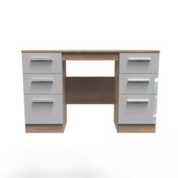 Ready Assembled 2 U Trent 6 Drawer Kneehole Desk (Ready Assembled) in Grey