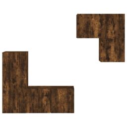 Berkfield Home 4 Piece TV Wall Units Smoked Oak Engineered Wood in Brown - thumbnail 5