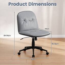 Gymax PU Leather Home Office Chair Swivel Task Computer Chair With Wheels in Grey - thumbnail 2