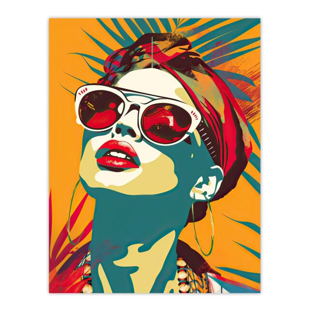 "Artery8 Summer Holiday Travel Vibes Colourful Portrait Wall Art Print in Mustard - Size: W12"" x H16""" - image 1